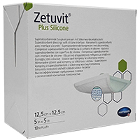 ZETUVIT Plus Silicone steril 12,5x12,5 cm